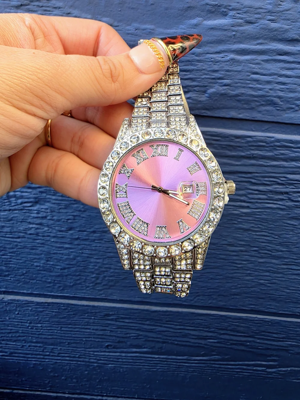 Women's Pink Crystal Accent Bracelet Watch